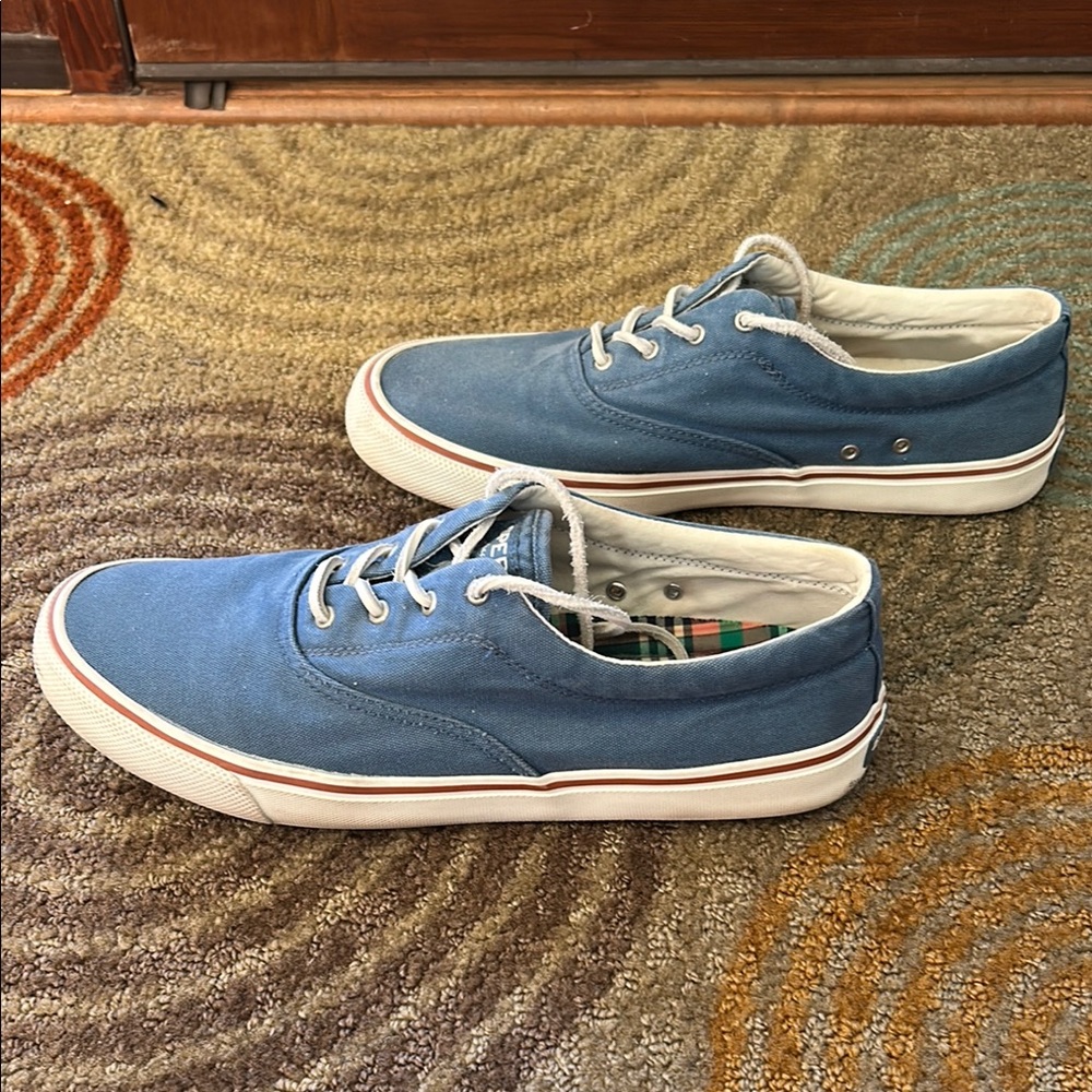 Sperry Blue Canvas Sneakers with White Midsole